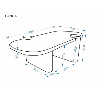 Stolik kawowy owalny Canoa 120x70cm trawertyn / orzech Halmar