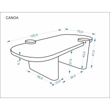 Stolik kawowy owalny Canoa 120x70cm trawertyn / orzech Halmar