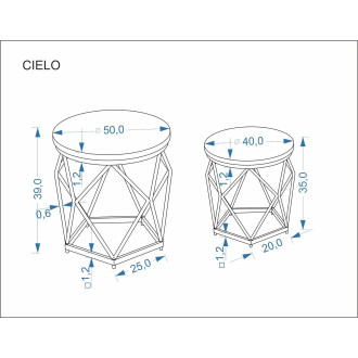 Zestaw stolików okrągłych Cielo 50cm 40cm kaszmirowy Halmar