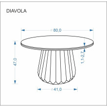 Stolik okrągły na stożkowej podstawie Diavola 80cm trawertyn / orzech Halmar