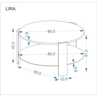 Stolik okrągły ze szklaną półką Lira 80cm orzechowy / czarny Halmar