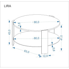 Stolik okrągły ze szklaną półką Lira 80cm orzechowy / czarny Halmar