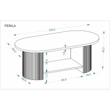 Stolik owalny z półka na ryflowanej podstawie Perila 120x60cm orzechowy Halmar