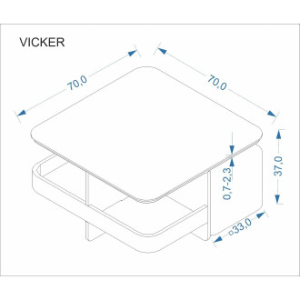 Stolik kwadratowy pufami Vicker 70x70cm czarny marmur / czarny / orzech / ciemny popiel  Halmar