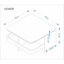 Stolik kwadratowy pufami Vicker 70x70cm czarny marmur / czarny / orzech / ciemny popiel  Halmar