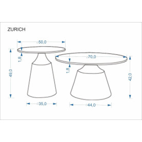 Zestaw 2 stolików okrągłych Zurich trawertyn / kaszmir Halmar 2