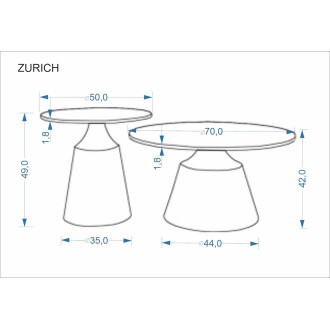Zestaw 2 stolików okrągłych Zurich trawertyn / kaszmir Halmar