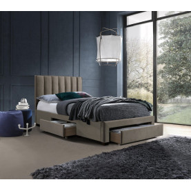 Łóżko welurowe z szufladami Grace 120x200cm beżowy velvet Halmar