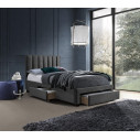Łóżko welurowe z szufladami Grace 120x200cm popiel velvet Halmar