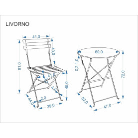 Zestaw ogrodowy stół + 2 krzesła metalowe Livorno cappuccino Halmar 2