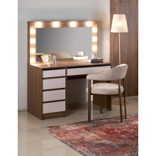 Toaletka z szufladami i lustrem Hollywood XL 120x55cm kaszmir / orzech Halmar