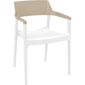 Krzesło ogrodowe z podłokietnikami Tulum biały / taupe Siesta