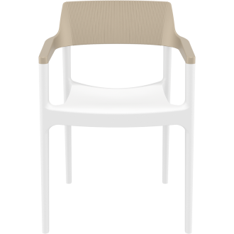 Krzesło ogrodowe z podłokietnikami Tulum biały / taupe Siesta