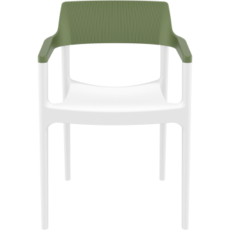 Krzesło ogrodowe z podłokietnikami Tulum biały / oliwkowy Siesta