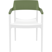 Krzesło ogrodowe z podłokietnikami Tulum biały / oliwkowy Siesta