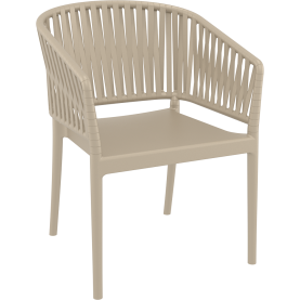 Krzesło z tworzywa z podłokietnikami Portofino taupe Siesta