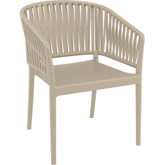 Krzesło z tworzywa z podłokietnikami Portofino taupe Siesta