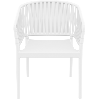 Krzesło z tworzywa z podłokietnikami Portofino białe Siesta