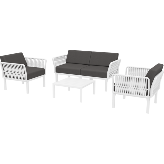 Zestaw ogrodowy sofa + 2 fotele + stolik Portofino Set biały Siesta