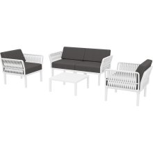 Zestaw ogrodowy sofa + 2 fotele + stolik Portofino Set biały Siesta