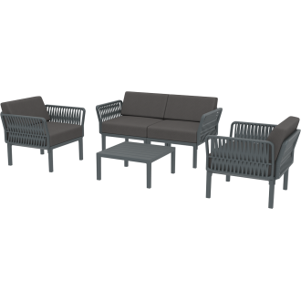 Zestaw ogrodowy sofa + 2 fotele + stolik Portofino Set ciemny szary Siesta