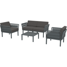 Zestaw ogrodowy sofa + 2 fotele + stolik Portofino Set ciemny szary Siesta