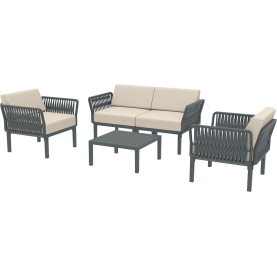 Zestaw ogrodowy sofa + 2 fotele + stolik Portofino Set ciemny szary Siesta 2