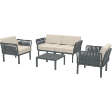 Zestaw ogrodowy sofa + 2 fotele + stolik Portofino Set ciemny szary Siesta