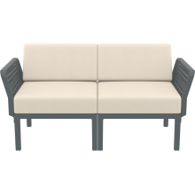 Zestaw ogrodowy sofa + 2 fotele + stolik Portofino Set ciemny szary Siesta