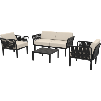 Zestaw ogrodowy sofa + 2 fotele + stolik Portofino Set  czarny Siesta