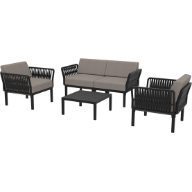 Zestaw ogrodowy sofa + 2 fotele + stolik Portofino Set  czarny Siesta 2
