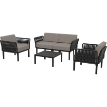 Zestaw ogrodowy sofa + 2 fotele + stolik Portofino Set  czarny Siesta