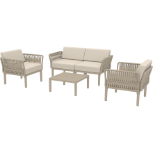 Zestaw ogrodowy sofa + 2 fotele + stolik Portofino Set taupe Siesta