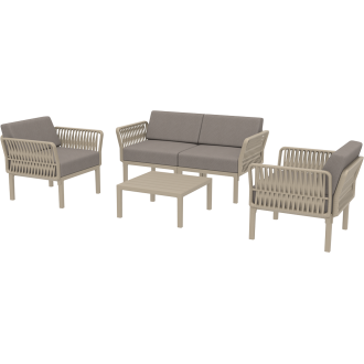 Zestaw ogrodowy sofa + 2 fotele + stolik Portofino Set taupe Siesta