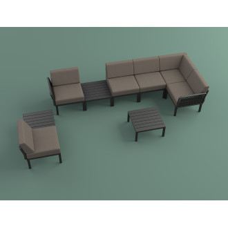 Stolik ogrodowy z tworzywa Portofino Lounge 70x70cm czarny Siesta
