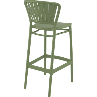 Krzesło barowe zewnętrzne z tworzywa Portofino 75cm oliwkowe Siesta