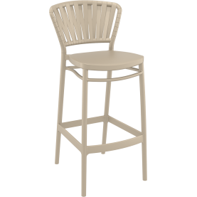Krzesło barowe zewnętrzne z tworzywa Portofino 75cm taupe Siesta