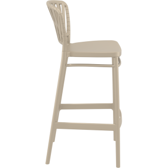 Krzesło barowe zewnętrzne z tworzywa Portofino 75cm taupe Siesta