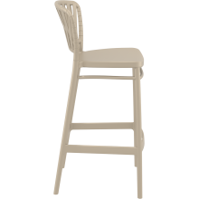 Krzesło barowe zewnętrzne z tworzywa Portofino 75cm taupe Siesta
