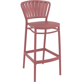 Krzesło barowe zewnętrzne z tworzywa Portofino 75cm marsala / różowe Siesta