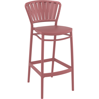 Krzesło barowe zewnętrzne z tworzywa Portofino 75cm marsala / różowe Siesta