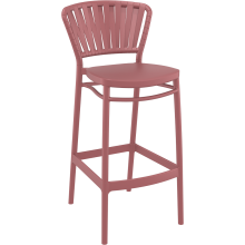 Krzesło barowe zewnętrzne z tworzywa Portofino 75cm marsala / różowe Siesta