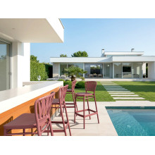 Krzesło barowe zewnętrzne z tworzywa Portofino 75cm marsala / różowe Siesta