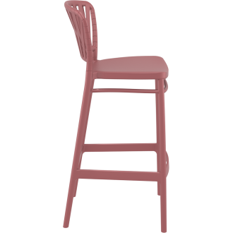 Krzesło barowe zewnętrzne z tworzywa Portofino 75cm marsala / różowe Siesta