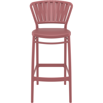 Krzesło barowe zewnętrzne z tworzywa Portofino 75cm marsala / różowe Siesta