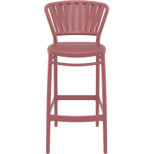 Krzesło barowe zewnętrzne z tworzywa Portofino 75cm marsala / różowe Siesta