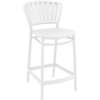 Krzesło barowe zewnętrzne z tworzywa Portofino 65cm białe Siesta