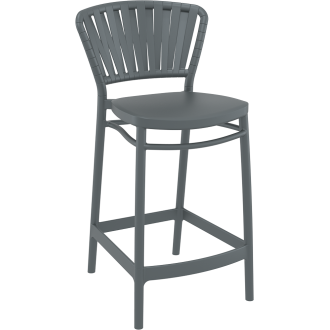 Krzesło barowe zewnętrzne z tworzywa Portofino 65cm ciemny szary Siesta