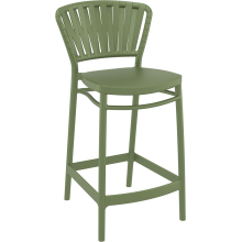 Krzesło barowe zewnętrzne z tworzywa Portofino 65cm oliwkowe Siesta