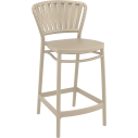 Krzesło barowe zewnętrzne z tworzywa Portofino 65cm taupe Siesta